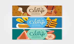 3 summer camping elements banner ve